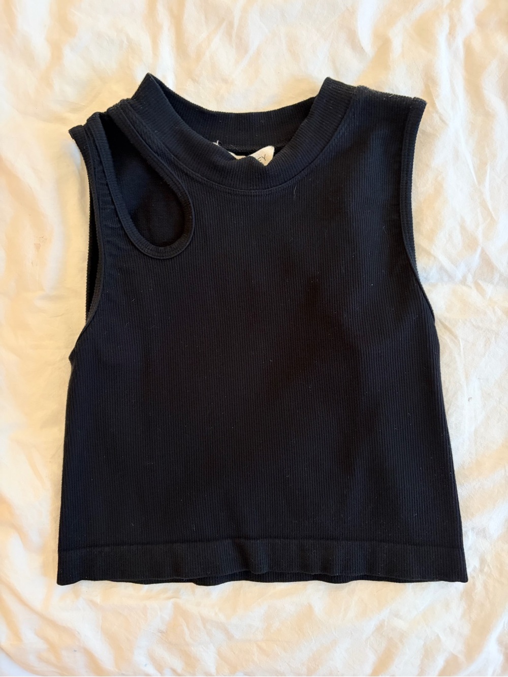 Black Ribbed Sleeveless Tank Top